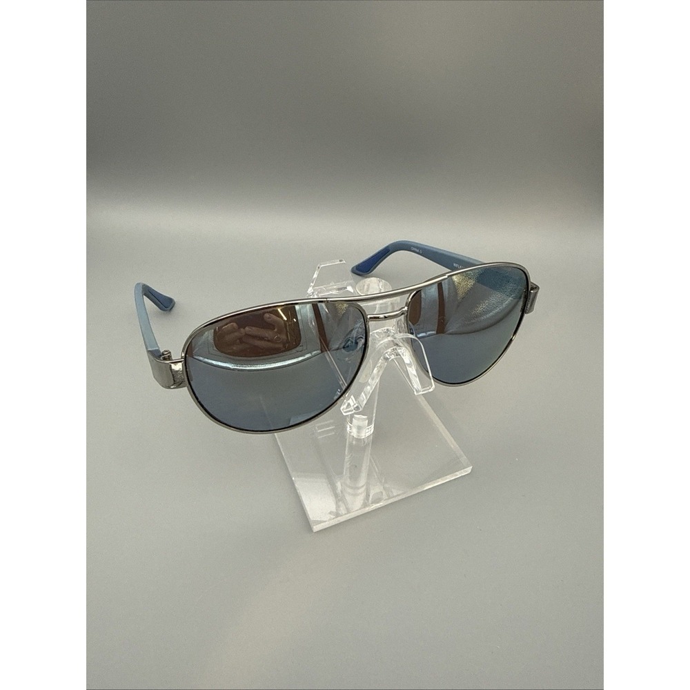 FILA SPORT vintage Blue Aviator Sunglasses SR0910 Italy- Silver Polarized Lens
